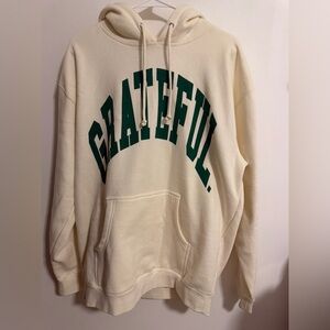 Grateful Apparel Cream Hoodie with Green Print